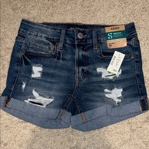 Aeropostale Dark Blue Distressed Jean Shorts